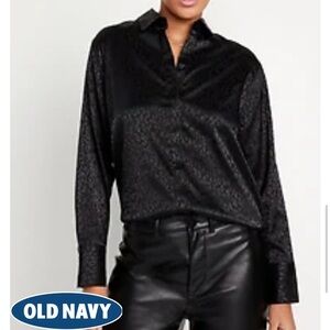Old Navy Textured Satin Boyfriend Shirt